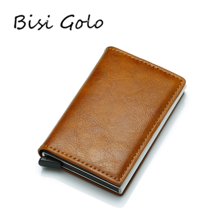 Automatic Elastic Card Type Anti-magnetic RFID Anti-theft Retro Card Package Universal Leather Metal Wallet(Blue) - free shipping - PMC TechLife - Order now!
