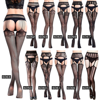 3 PCS Hollow Out Tights Lace Sexy Stockings Female Thigh High Fishnet Embroidery Transparent Pantyhose Women Black Lace Hosiery, Size:One size simple package (OPP)(6087) - Ladies Underwear by PMC Jewellery | Online Shopping South Africa | PMC Jewellery
