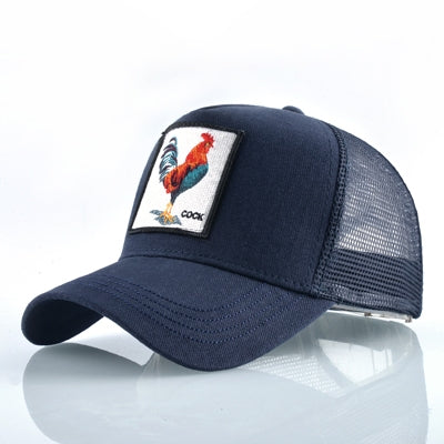 Cotton Embroidered Animal Baseball Cap(Blue Cock) - Peaked Cap by PMC Jewellery | Online Shopping South Africa | PMC Jewellery