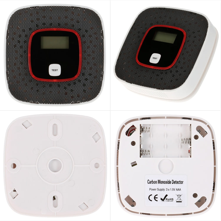 Carbon Monoxide Detector Gas Alarm Sensor Poisoning Gas Tester Human Voice Warning Detector with LCD Display(Black) - Smoke Gas Detector by PMC TechLife | Online Shopping South Africa | PMC TechLife