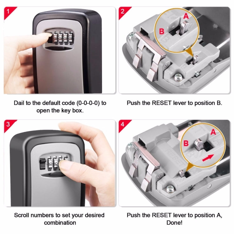Safety Home Durable Storage Box Key Hider 4 Digit Security Secret Code Lock Wall Mounted Combination Password Keys Box - free shipping - PMC TechLife - Order now!