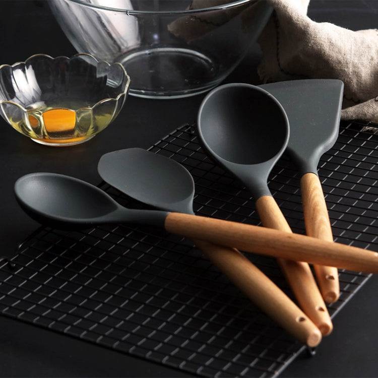 Silicone Wood Handle Spatula Heat-resistant Soup Spoon Non-stick Special Cooking Shovel Kitchen Tools Draging Spoon - Cutlery Sets by PMC TechLife | Online Shopping South Africa | PMC TechLife