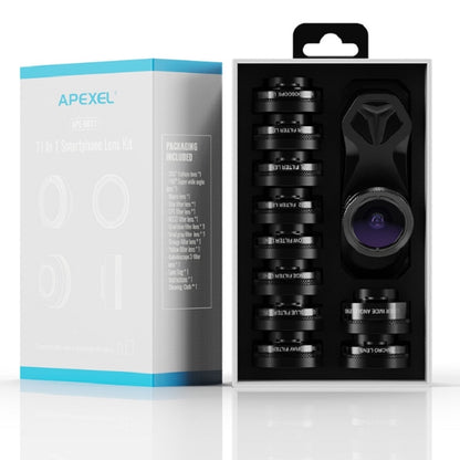 APEXEL APL-DG11 11 in 1 Multifunctional Fisheye Wide-angle Macro Polarized Starlight Gradient Filter Set Universal Mobile Phone Lens Set - Macro & Wide-angle by APEXEL | Online Shopping South Africa | PMC Jewellery