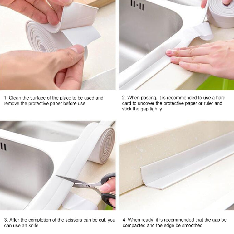 Durable PVC Material Waterproof Mold Proof Adhesive Tape  Kitchen Bathroom Wall Sealing Tape, Width:3.8cm x 3.2m(Grey) - Adhesives & Sealers by PMC TechLife | Online Shopping South Africa | PMC TechLife | Buy Now Pay Later Mobicred