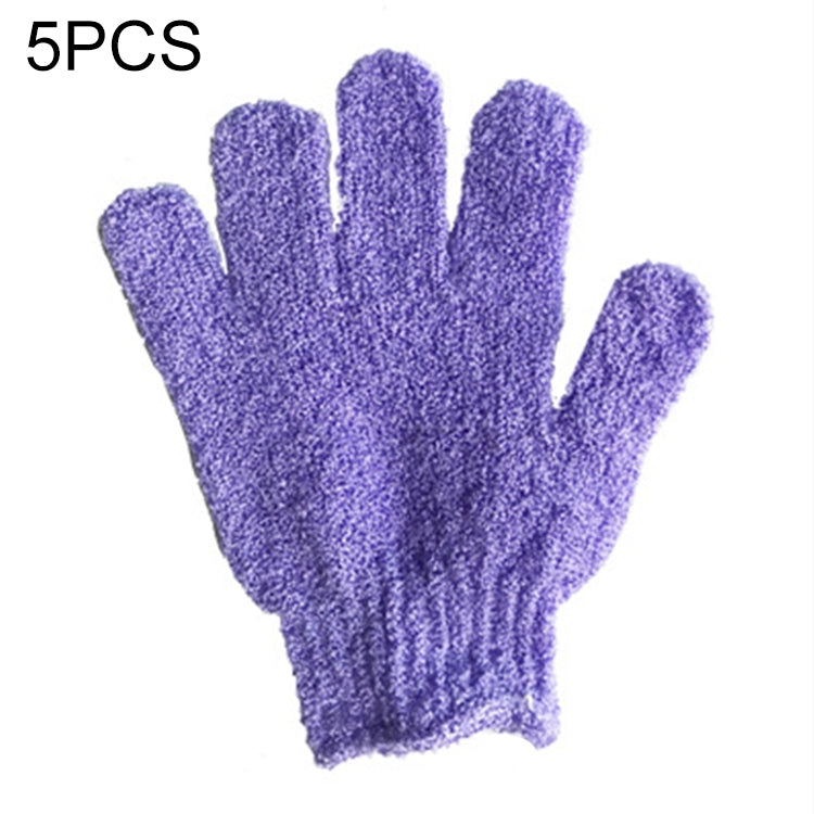 5 PCS Shower Bath Gloves Exfoliating Spa Massage Scrub Body Glove(Purple) - Bath Brushes & Sponges by PMC Jewellery | Online Shopping South Africa | PMC Jewellery