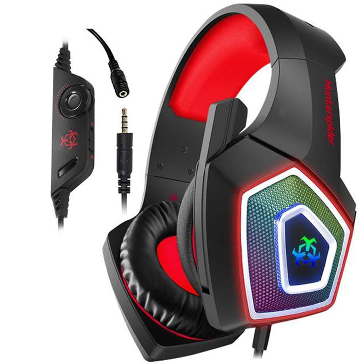 V1 3.5mm RGB Colorful Luminous Wire Control Gaming Headset, Cable Length: 2.2m(Black Red) - Headset & Headphone by PMC TechLife | Online Shopping South Africa | PMC TechLife