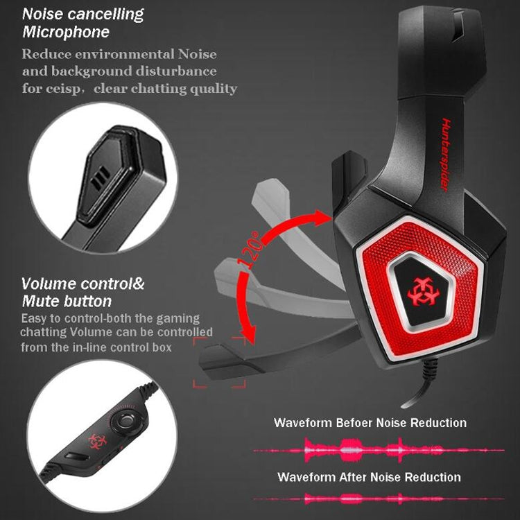 V1 3.5mm RGB Colorful Luminous Wire Control Gaming Headset, Cable Length: 2.2m(Black Red) - Headset & Headphone by PMC TechLife | Online Shopping South Africa | PMC TechLife