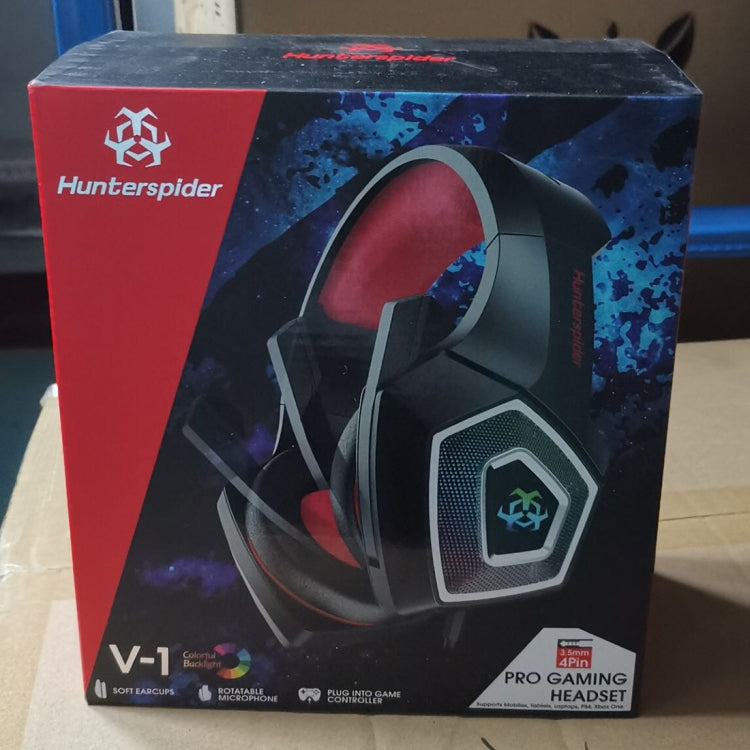 V1 3.5mm RGB Colorful Luminous Wire Control Gaming Headset, Cable Length: 2.2m(Black Red) - Headset & Headphone by PMC TechLife | Online Shopping South Africa | PMC TechLife