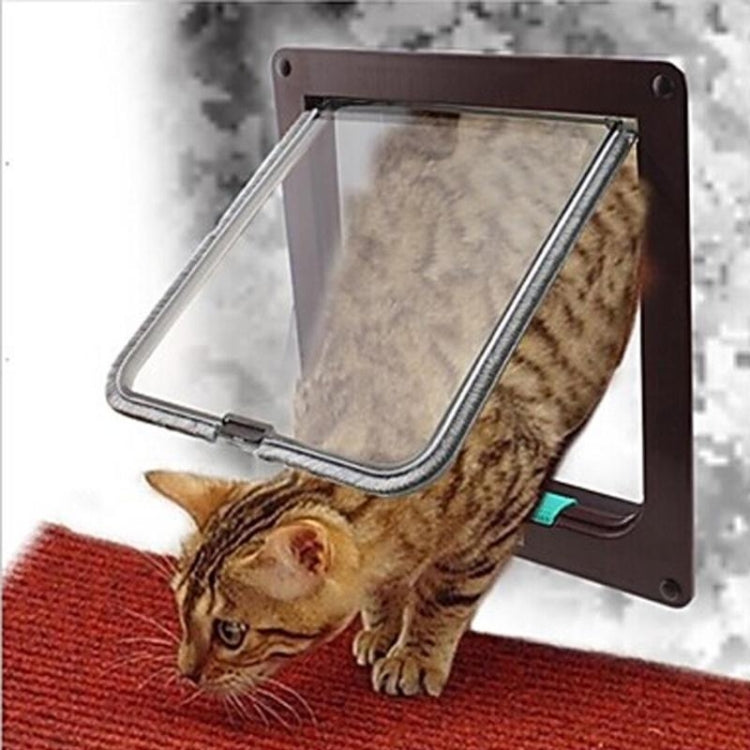 Pet Door 4 Ways Lockable Security Flap Door for Dog Cat Kitten Wall Mount Door Animal Small Pet Cat Dog Gate Door, Size:L(Coffee) - Pet Screen Doors by PMC Jewellery | Online Shopping South Africa | PMC Jewellery