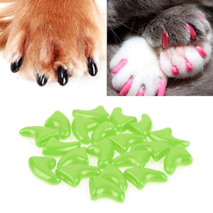 20 PCS Silicone Soft Cat Nail Caps / Cat Paw Claw / Pet Nail Protector/Cat Nail Cover, Size:L(Green) - Pet Care by PMC Jewellery | Online Shopping South Africa | PMC Jewellery