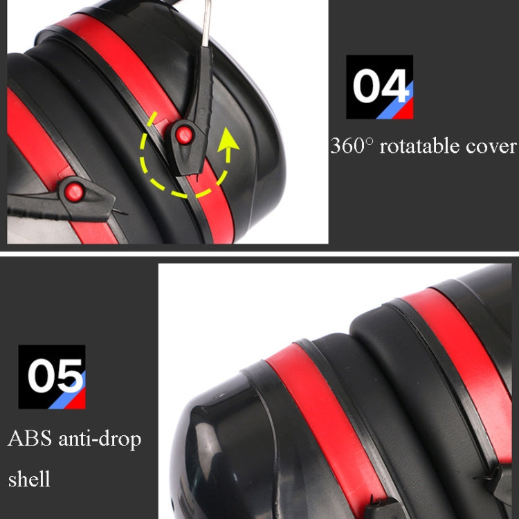 Soundproof Earmuffs Noise-Proof Sleep Earmuffs Industrial Protective Earmuffs Ear Caps(Red Black) - Earmuff & Pad by PMC TechLife | Online Shopping South Africa | PMC TechLife