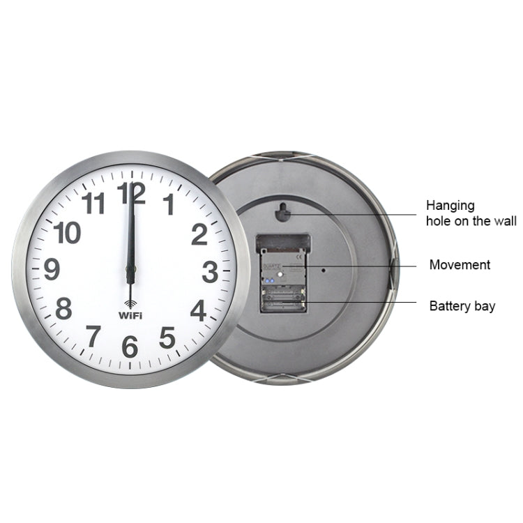 Smart Network Automatic Time Synchronization Wifi Wall Clock Modern Minimalist Silent Living Room Clock, Size:12 inch(White) - free shipping - PMC TechLife - Order now!
