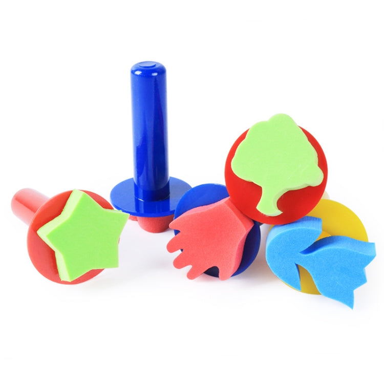 5 in 1 Children Painting Art DIY Brush Sponge Stamp(Long Handle) - Art Supplies by PMC TechLife | Online Shopping South Africa | PMC TechLife