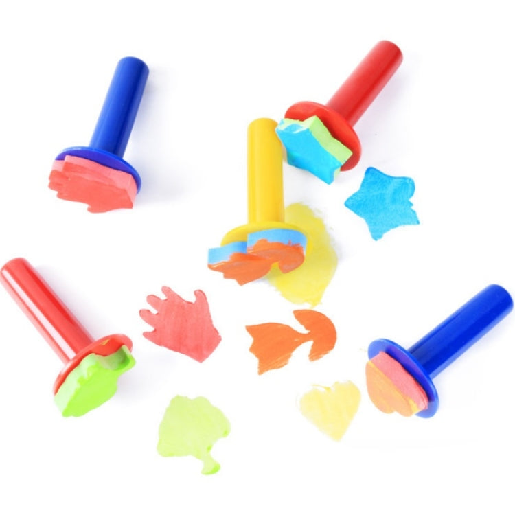 5 in 1 Children Painting Art DIY Brush Sponge Stamp(Long Handle) - Art Supplies by PMC TechLife | Online Shopping South Africa | PMC TechLife