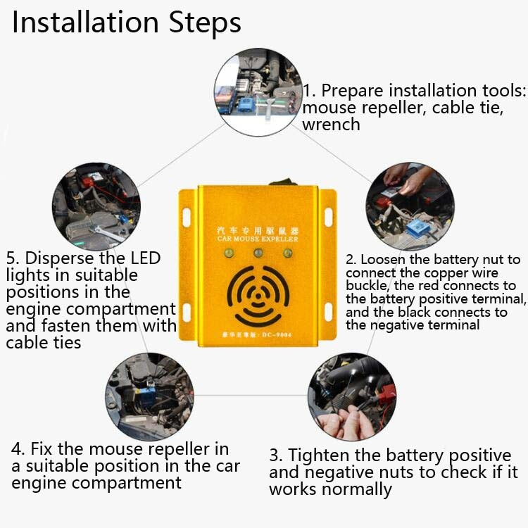Car Mouse Repeller Ultrasonic Electronic Car Mouse Repeller Sound And Light Combined Mouse And Insect Repeller(Gold) - Others by PMC TechLife | Online Shopping South Africa | PMC TechLife | Buy Now Pay Later Mobicred