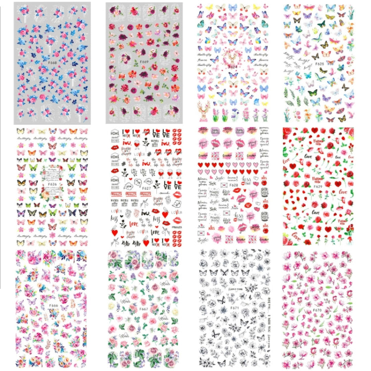 10pcs 3D Adhesive Butterfly Retro Rose Color Nail Art Sticker(F-627) - free shipping - PMC TechLife - Order now!
