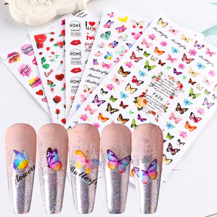 10pcs 3D Adhesive Butterfly Retro Rose Color Nail Art Sticker(F-669) - Nail Stickers by PMC Jewellery | Online Shopping South Africa | PMC Jewellery