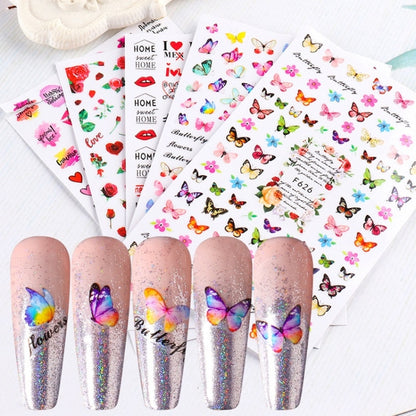 10pcs 3D Adhesive Butterfly Retro Rose Color Nail Art Sticker(F-669) - Nail Stickers by PMC Jewellery | Online Shopping South Africa | PMC Jewellery