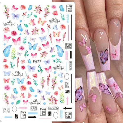 10pcs 3D Adhesive Butterfly Retro Rose Color Nail Art Sticker(F-626) - Nail Stickers by PMC Jewellery | Online Shopping South Africa | PMC Jewellery