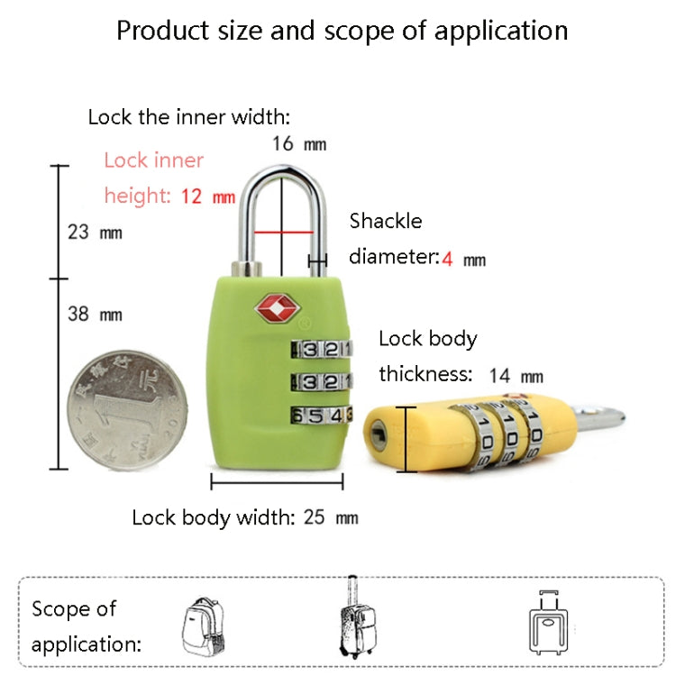 Customs Luggage Lock Overseas Travel Luggage Zipper Lock Plastic TSA Code Lock(Black) - Padlocks by PMC TechLife | Online Shopping South Africa | PMC TechLife | Buy Now Pay Later Mobicred