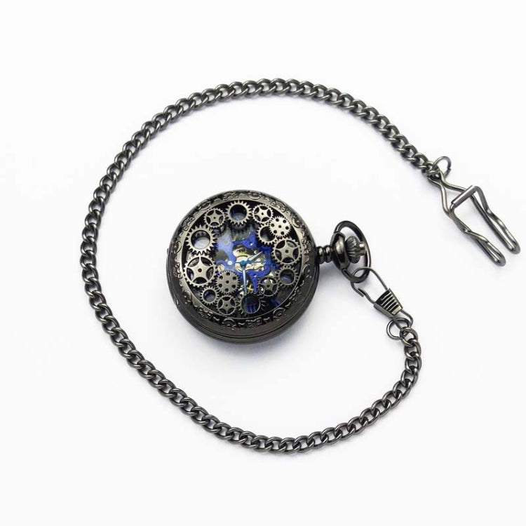 Classical Mechanical Pocket Watch Large Retro Gear Embossed Hollow Pocket Watch(Black) - Necklace Watch Watches by PMC Jewellery | Online Shopping South Africa | PMC Jewellery | Buy Now Pay Later Mobicred