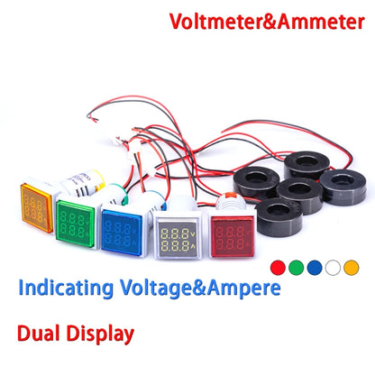 AD16-22FVA Square Signal Indicator Type Mini Digital Display AC Voltage And Current Meter(White) - Current & Voltage Tester by PMC Jewellery | Online Shopping South Africa | PMC Jewellery