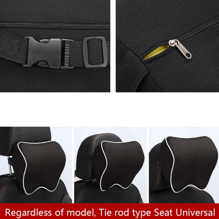 Car Headrest Pillow Neck Pillow Car Memory Foam Cervical Pillow Interior Supplies(Black Brown Edge) - Seat Accessories by PMC TechLife | Online Shopping South Africa | PMC TechLife