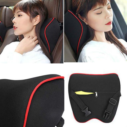 Car Headrest Pillow Neck Pillow Car Memory Foam Cervical Pillow Interior Supplies(Black Brown Edge) - Seat Accessories by PMC Jewellery | Online Shopping South Africa | PMC Jewellery