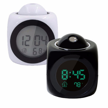 Multi-function LED Projection Alarm Clock Voice Talking Clock, Specification:White without USB cable - Wall Clock by PMC Jewellery | Online Shopping South Africa | PMC Jewellery