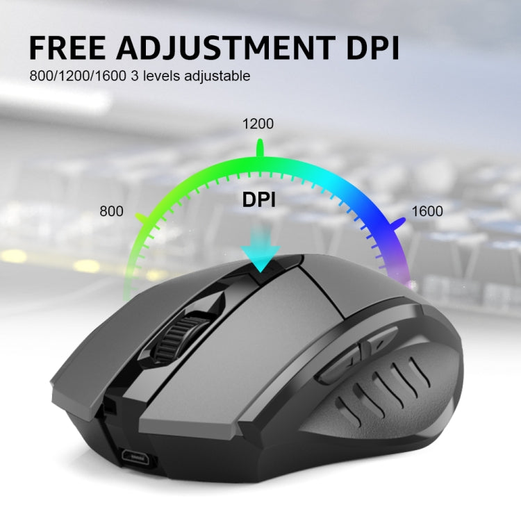 Inphic PM6 6 Keys 1000/1200/1600 DPI Home Gaming Wireless Mechanical Mouse, Colour: Black Wireless Charging Silent Version - Wireless Mice by Inphic | Online Shopping South Africa | PMC TechLife | Buy Now Pay Later Mobicred
