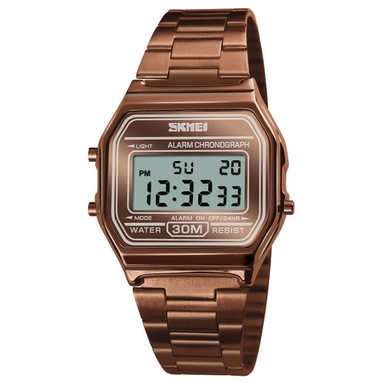 SKMEI 1123 Men Business Lightweight Watch Waterproof Steel Band Electronic Watch (Coffee Gold) - Metal Strap Watches by SKMEI | Online Shopping South Africa | PMC Jewellery | Buy Now Pay Later Mobicred