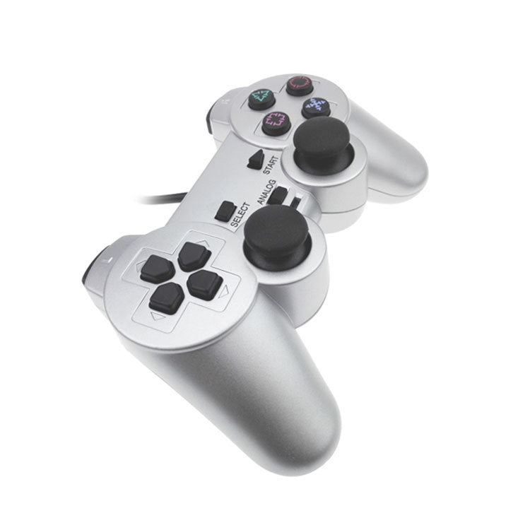 Wired Gamepad Dual Motor Vibration Silver Fuel Injection Gamepad Suitable For PS2 - Gamepads by PMC TechLife | Online Shopping South Africa | PMC TechLife