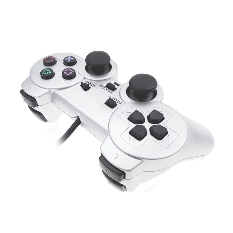Wired Gamepad Dual Motor Vibration Silver Fuel Injection Gamepad Suitable For PS2 - Gamepads by PMC TechLife | Online Shopping South Africa | PMC TechLife