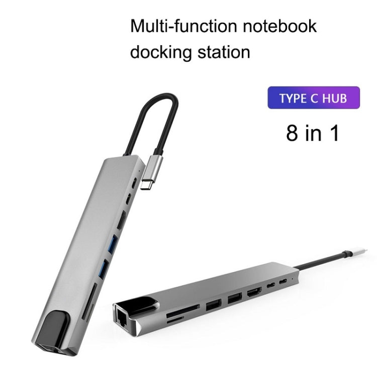 WC7367 8 in 1 87W Type-C to PD+USB3.0x2+SD+TF+HDMI+RJ45+Type-c Docking Station HUB - USB HUB by PMC TechLife | Online Shopping South Africa | PMC TechLife