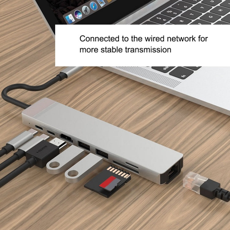 WC7367 8 in 1 87W Type-C to PD+USB3.0x2+SD+TF+HDMI+RJ45+Type-c Docking Station HUB - USB HUB by PMC TechLife | Online Shopping South Africa | PMC TechLife