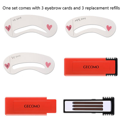 GECOMO 2 Set Automatic Rotation Double-Headed Eyebrow Pencil With Eyebrow Card And Replacement Refills Waterproof And Non-Smudged(4 Light Gray) - Eyes by PMC Jewellery | Online Shopping South Africa | PMC Jewellery