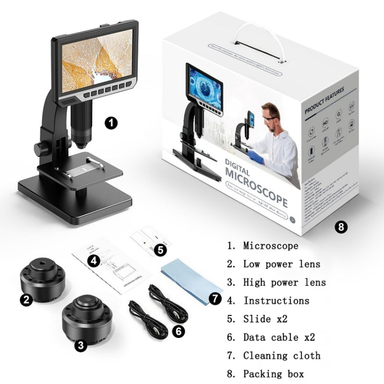 2000X 7 Inch Microbial Cell Observation Microscope Electronic Digital Magnifying Glass - Digital Microscope by PMC Jewellery | Online Shopping South Africa | PMC Jewellery