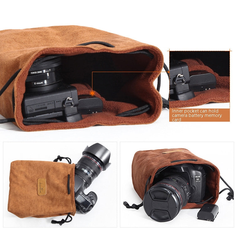 S.C.COTTON Liner Shockproof Digital Protection Portable SLR Lens Bag Micro Single Camera Bag Square Khaki M - Lens Bag by S.C.COTTON | Online Shopping South Africa | PMC Jewellery