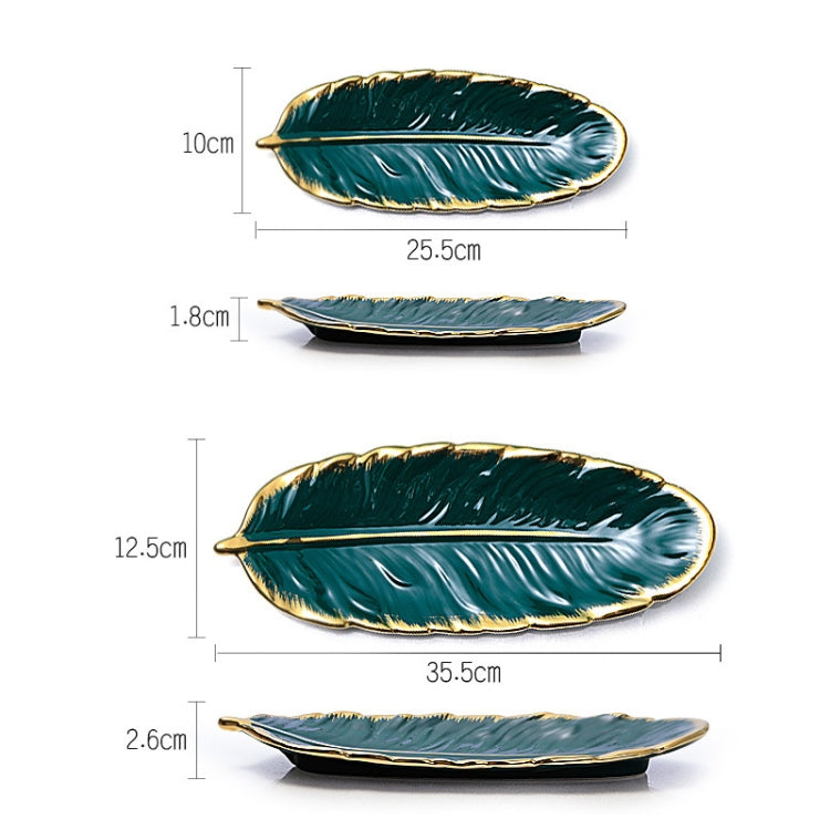 Phnom Penh Ceramic Dessert Plate Feather Plate Banana Leaf Fruit Dried Fruit Storage Tray, Size: Large (Matt Black) - free shipping - PMC TechLife - Order now!