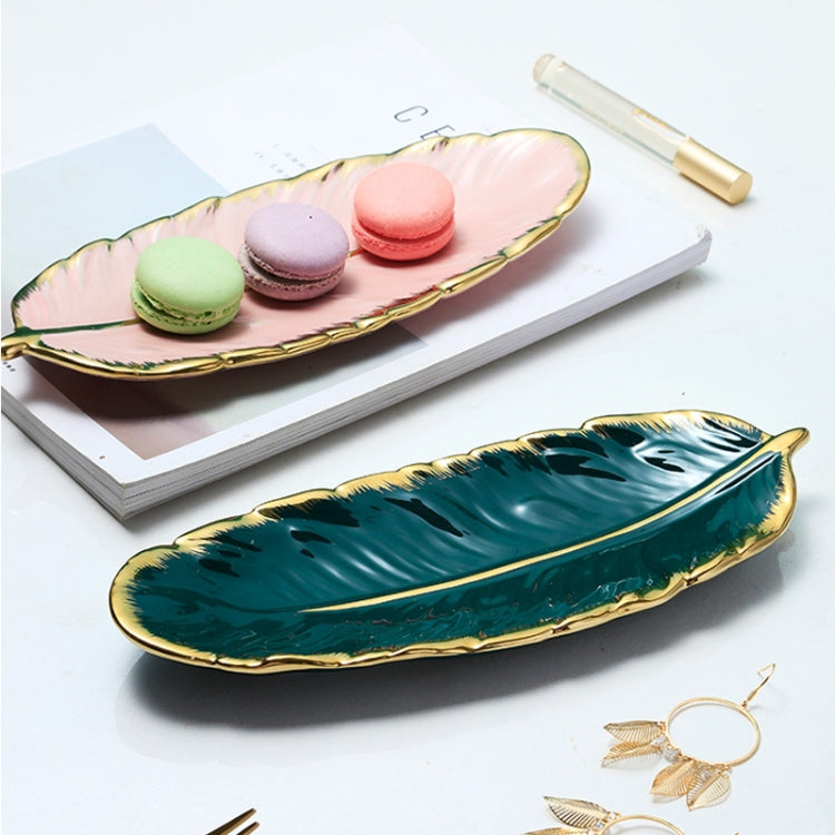 Phnom Penh Ceramic Dessert Plate Feather Plate Banana Leaf Fruit Dried Fruit Storage Tray, Size: Large (Matt Black) - free shipping - PMC TechLife - Order now!