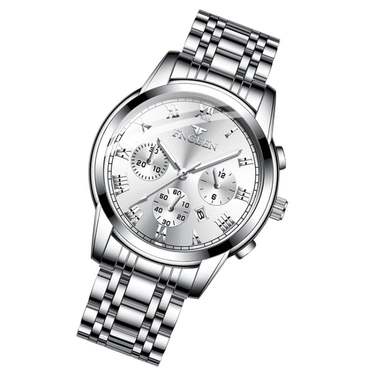 FNGEEN 4006 Men Trendy Waterproof Quartz Watch(White Steel White Surface) - Alloy Watches by FNGEEN | Online Shopping South Africa | PMC Jewellery | Buy Now Pay Later Mobicred