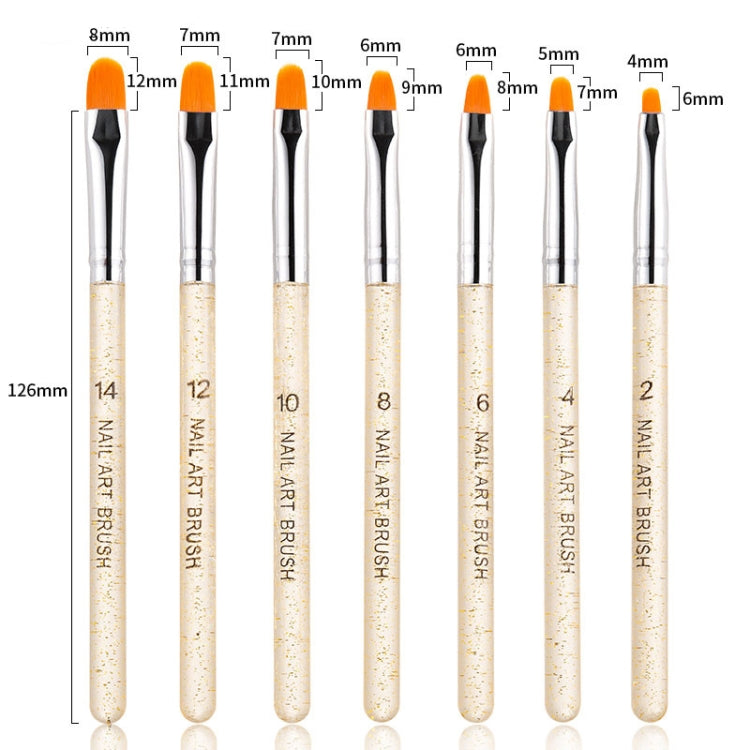 2 Sets 7 In 1 Phototherapy Pen Round Head Line Pen Transparent Rod Painted Pen Drawing Pen Nail Art Brush Tool(Gold Power) - Nail Art Equipment by PMC Jewellery | Online Shopping South Africa | PMC Jewellery