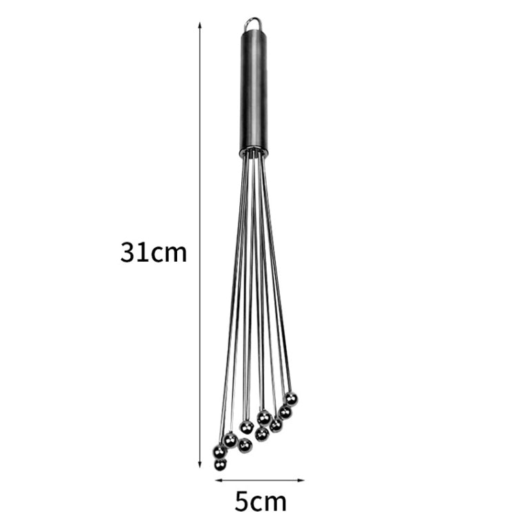 2 PCS Manual Whisk Stainless Steel Glass Bead Egg Whisk Kitchen Household Hand-Held Baking Tools Type A 12 Inch - Stirrer & Squeezer by PMC TechLife | Online Shopping South Africa | PMC TechLife