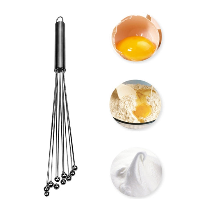 2 PCS Manual Whisk Stainless Steel Glass Bead Egg Whisk Kitchen Household Hand-Held Baking Tools Type A 10 Inch - Stirrer & Squeezer by PMC TechLife | Online Shopping South Africa | PMC TechLife