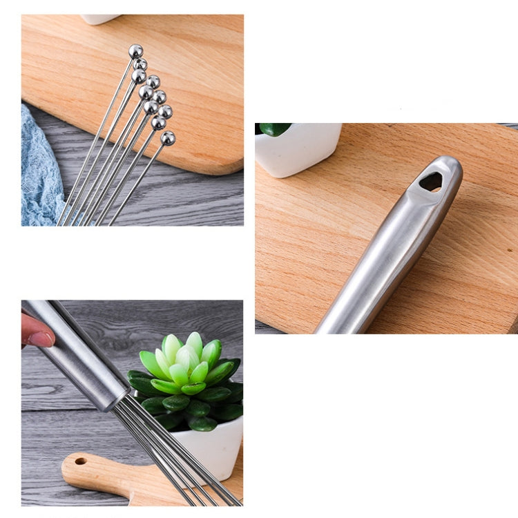 2 PCS Manual Whisk Stainless Steel Glass Bead Egg Whisk Kitchen Household Hand-Held Baking Tools Type A 10 Inch - Stirrer & Squeezer by PMC TechLife | Online Shopping South Africa | PMC TechLife