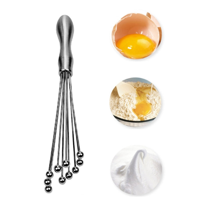 2 PCS Manual Whisk Stainless Steel Glass Bead Egg Whisk Kitchen Household Hand-Held Baking Tools Type B 10 Inch - Stirrer & Squeezer by PMC TechLife | Online Shopping South Africa | PMC TechLife