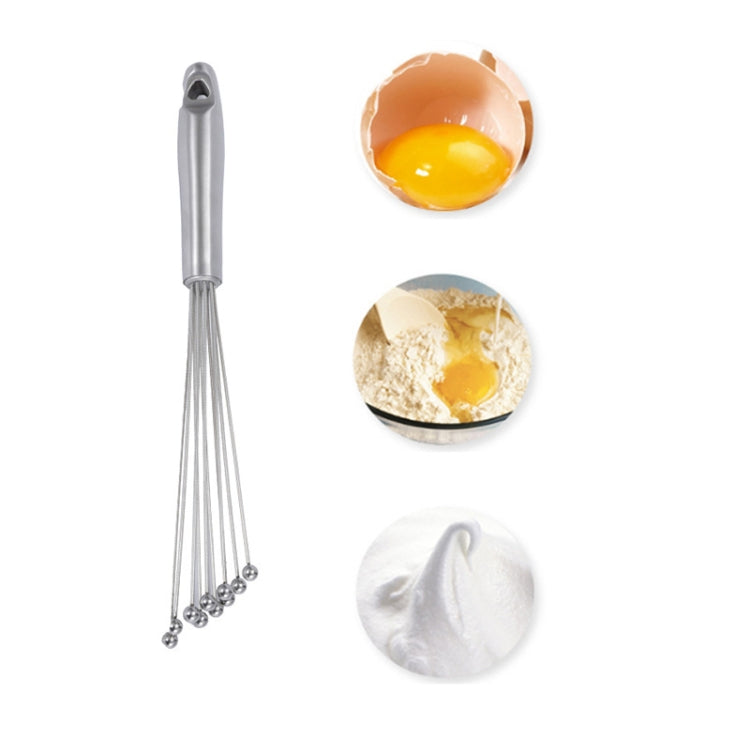 2 PCS Manual Whisk Stainless Steel Glass Bead Egg Whisk Kitchen Household Hand-Held Baking Tools Type C  10 Inch - Stirrer & Squeezer by PMC TechLife | Online Shopping South Africa | PMC TechLife