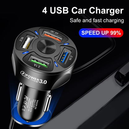 2 PCS BK-358 3A QC3.0 4USB Car Charger One For Four Mobile Phone Car Charger(Black) - Car Charger by PMC Jewellery | Online Shopping South Africa | PMC Jewellery