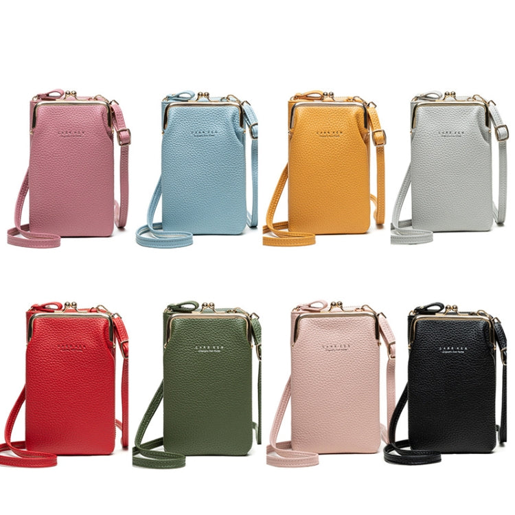 H2107 Ladies Mobile Phone Bag Shoulder Messenger Bag Pebbled Zipper Wallet(Light Blue) - Single-shoulder Bags by PMC TechLife | Online Shopping South Africa | PMC TechLife