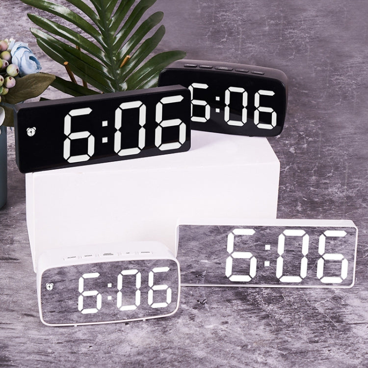 Mirror Bedside Alarm Clock Battery Plug-In Dual-Purpose LED Clock, Colour: Rectangle Black Shell (Black Surface green light) - Alarm Clocks by PMC TechLife | Online Shopping South Africa | PMC TechLife